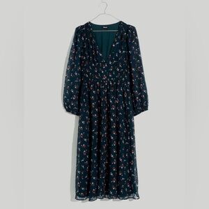 Madewell Seersucker Sophia Midi Dress in Woodland Floral size M